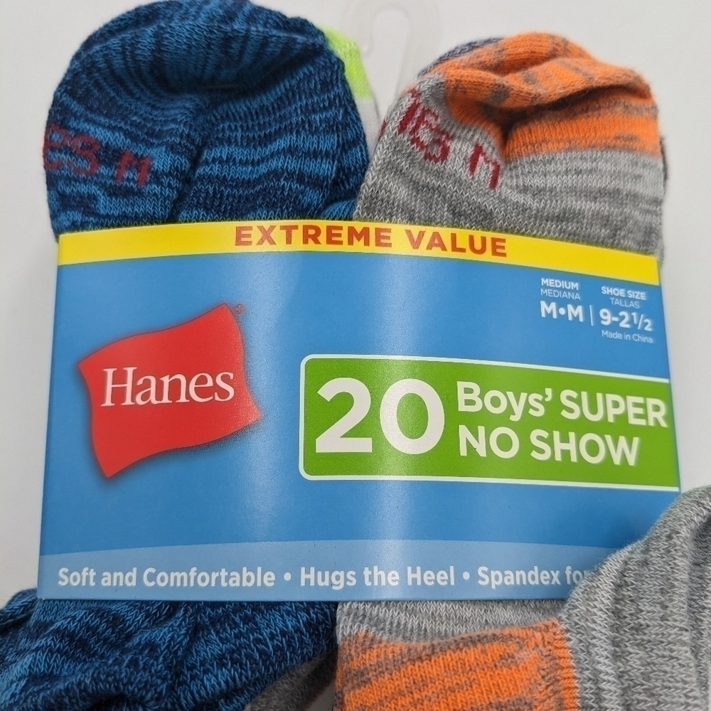 NWT Hanes Boys Ankle Super No Show Socks 9T-2.5Y - Picture 3 of 3